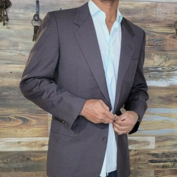 Gieves & Hawkes Savile Row London Lazarus Wool Brown Check Blazer Jacket 42L - Picture 1 of 7